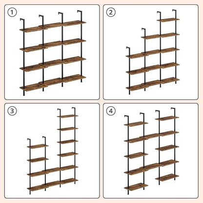 HOOBRO DIY Ladder Shelf, 6-Tier Wooden Wall Mounted Bookshelf, Narrow Bookcase - Image 6