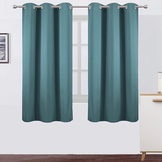 Sea Teal Thermal Blackout Curtains/38 x 63 Inch/Set of 2 Panels Room Darkening by Lemomo