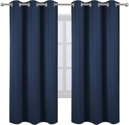 Navy Blue Thermal Blackout Curtains/42 x 72 Inch/Set of 2 Panels Room Darkening - Image 2