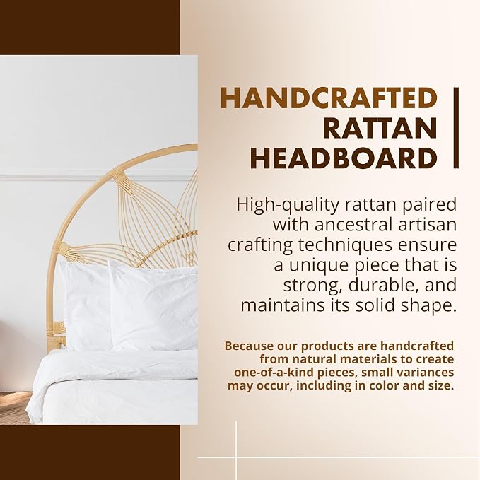 Kouboo Sunflower Rattan Queen Headboard Bedroom Bedroom Furniture Headboard - Image 3