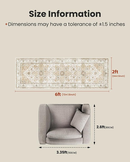 AMADA HOMEFURNISHING 2x6 Washable Runner Rug, Low-Profile Kitchen Rugs - Image 2