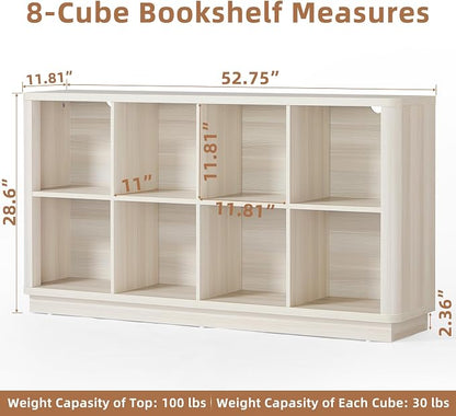 Joaxswe 8 Cube Storage Bookcase, Wood Low 2-Tier Cubby Console Bookshelf - Image 2