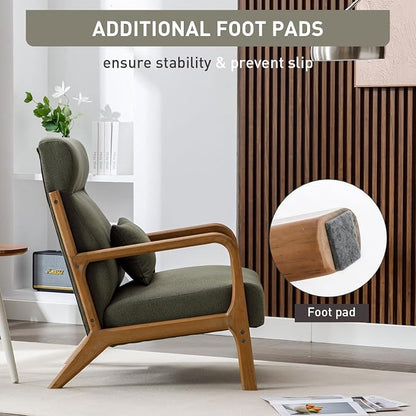 ANJ Mid Century Modern High Back Accent Chairs Set of 2, Single Lounge Armchair - Image 4