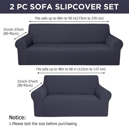 Peryiter 2 Pcs Sofa Covers Couch and Loveseat Covers Set Stretch Sofa Slipcover - Image 2