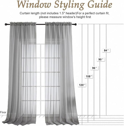 Charcoal Grey Bedroom Curtains 2 Panel Sets 90 Inch Length, 59 Inch Extra Wide - Image 2