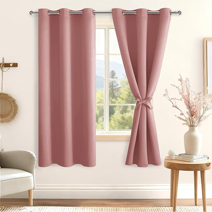 Room Darkening Curtains for Bedroom 2 Panels Dusty Rose 38x63 Inch | Thermal - Image 8
