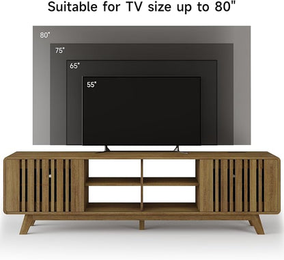 ONBRILL 70-Inch TV Stand for TVs up to 80 Inch, Mid-Century Modern Television - Image 5