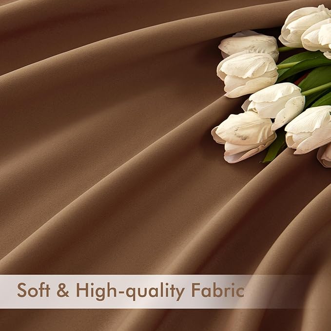 MIULEE Cappuccino Brown Back Tab Blackout Curtains 52x120 Inch 2 Panels Set | - Image 6
