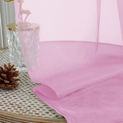 Chyhomenyc Pink Sheer Curtains 96 Inches Long 2 Panels, Light Filtering Pink - Image 7