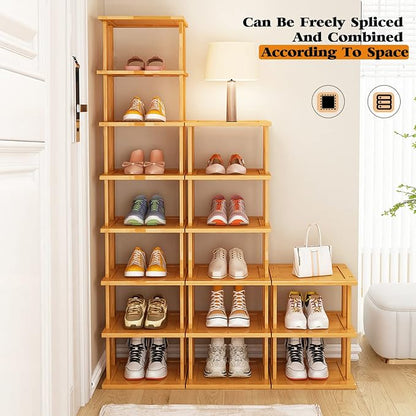 SAN HE Bamboo Shoe Rack 5Tier- Vertical Shoe Rack - Image 5