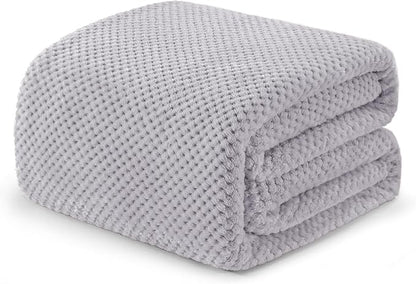 Exclusivo Mezcla Soft Waffle Fleece Bed Blanket Twin XL Size, Light Gray | by ExclusivoMezcla