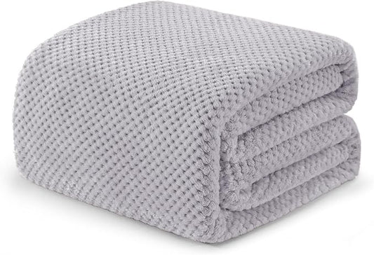 Exclusivo Mezcla Soft Waffle Fleece Bed Blanket Twin XL Size, Light Gray | by ExclusivoMezcla