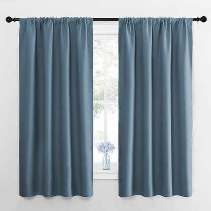NICETOWN Kitchen Curtains, Short Blackout Curtains & Drapes, Smoky Blue by NICETOWN