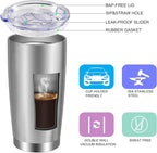 VEGOND 20oz Tumbler with Lid and Straw Stainless Steel Tumbler Cup Vacuum Insulated Double Wall Travel Coffee Mug Powder Coated Coffee Cup(Stainless 1 Pack)