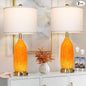 Rinweey 26" Modern Orange Glass Table Lamp Set of 2, Bedside Lamps by Rinweey