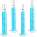 4 Packs 500ml Plastic Graduated Cylinder,Transparent Measuring Cylinder Set with Pour Spout, 2-Sided Making Plastic Lab Test Tube for Science Projects, Laboratory Supplies