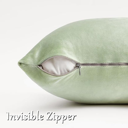 GIGIZAZA Sage Green Velvet Throw Pillow Covers 12x20 Pack of 2 | Decorative - Image 4