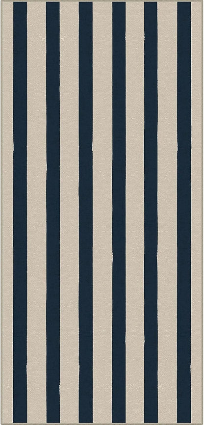 Front Door Mat Indoor Entrance, 2x4.3 Ft Blue and White Striped Rug | Washable - Image 7
