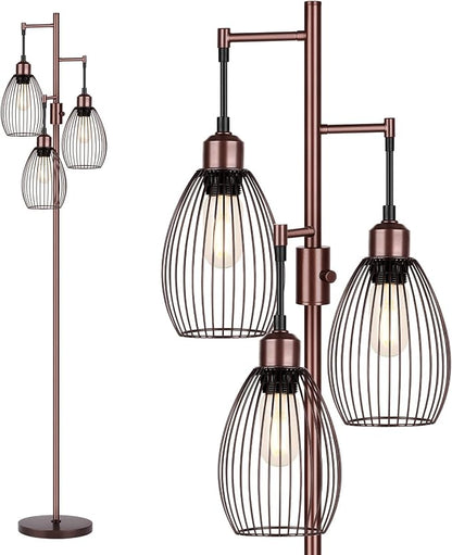 Dimmable Floor Lamp, 3 x 800LM LED Edison Bulbs Included, Farmhouse Industrial by Nintiue