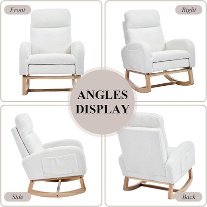 NIOIIKIT Oversized Nursery Rocking Chair, Teddy Upholstered Glider Chair - Image 8