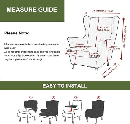 HAOYONG Velvet Wingback Armchair Covers 2-Piece Elastic Stretch Wingback Chair - Image 3
