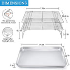P&P CHEF 16 Inch Stainless Steel Baking Sheet with Rack Set (2 Pans+ 2 Racks), Cookie Sheets Baking Trays and Cooling Wire Racks, Oven & Dishwasher Safe, Pans with Stackable Racks
