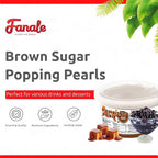 Fanale Brown sugar Popping Boba Pearls, Vegan, Non GMO, Gluten Free, Fat Free, Perfect for Bubble Tea, Smoothies, Ice Cream, Desserts, and Beverages