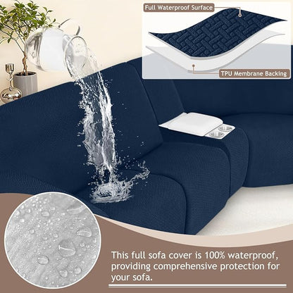 ALIECOM 100% Waterproof Recliner Sectional Couch Covers L Shape Stretch Corner - Image 4