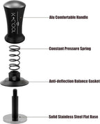 K COOL 51mm Coffee Espresso Tamper, Premium Barista Tools, Calibrated Spring Tamper, 100% Stainless Steel Flat Base Tamper with Scale Mark for Espresso Machine (Black)