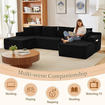134 Inch Modular Sectional Sleeper Sofa, Boneless Cloud Couch - Image 7