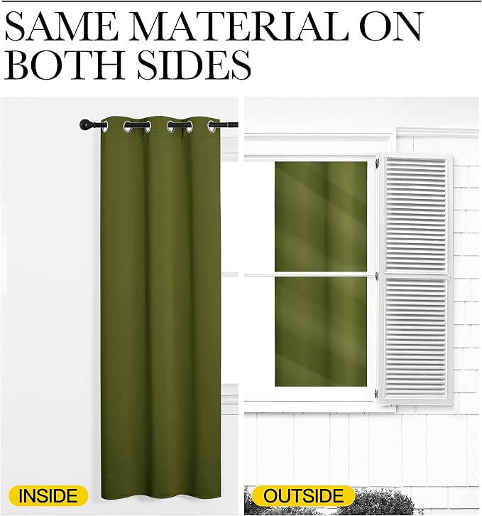 NICETOWN Olive Green Blackout Curtains 40 inches Length - Image 5