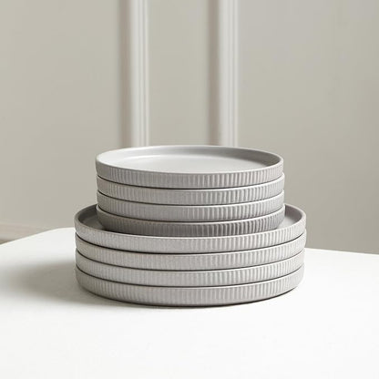 Stone Lain Haven Modern Stoneware 4 Piece Pasta Bowls Sets, Dish Set for 4, Reactive Glaze Grey