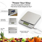 Rechargeable Digital Food Scale for Kitchen with Gram and Ounce – Smart Kitchen Scale for Food Products, Baking, Sourdough Bread Making, Cooking, Weight Loss, Jewelry & Packages (0.1g/5kg)