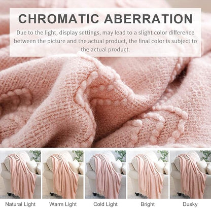 BOURINA Pink Throw Blanket 50 x90 Inches Throw Textured Solid Soft Sofa Throw - Image 6