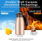 Norme 2 Pcs Thermal Coffee Carafe Insulated Stainless Steel Coffee Carafe for Hot Liquid Vacuum Thermal Pot Creamer Pitcher Dispenser with Brushes Keeping Hot Water Milk(Rose Gold)