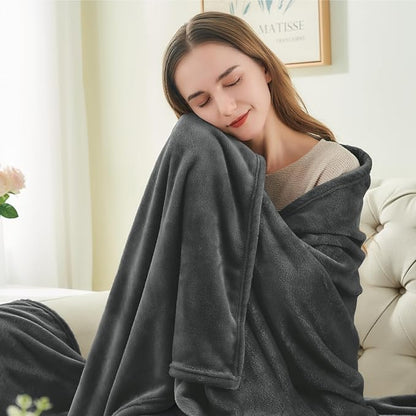 BEDELITE Fleece Blanket Soft Plush Twin Size Blanket Charcoal Grey 60"x80" | - Image 3