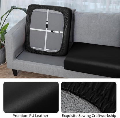 Fuloon Faux Leather Couch Cushion Slipcover, Waterproof Stretch Covers - Image 4
