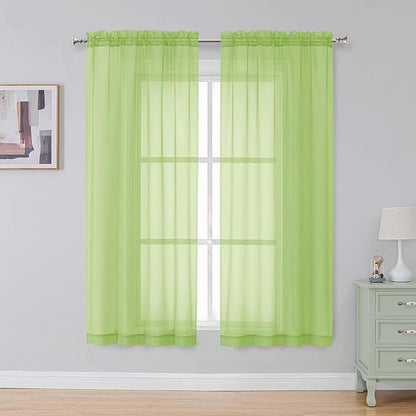 Simplebrand Rod Pocket Top Solid Voile Sheer Curtains - Image 2
