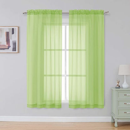 Simplebrand Lime Sheer Curtains 72 Inches Long 2 Panels - Image 2