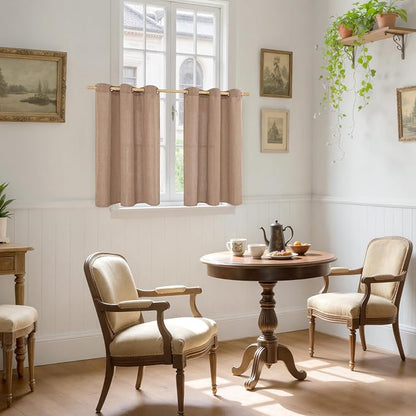 YoungsTex Linen Semi Sheer Curtains 42X40 Inch Length - Image 2