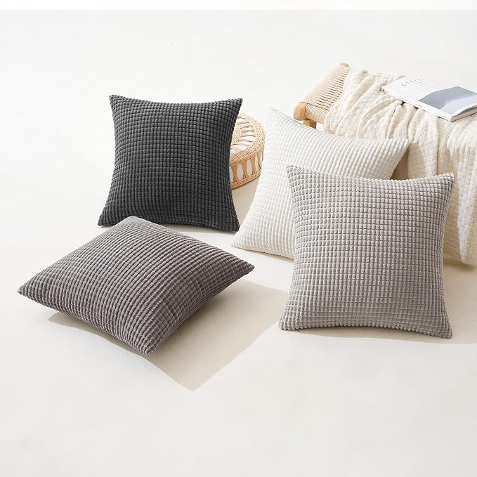 MIULEE Timeless Neutral Euro Sham Pillow Covers 24x24 Set of 4 Mid Century - Image 4