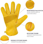 DULFINE Leather Work Gloves for Men & Women, Reinforced Durable Gardening Gloves,Cowhide Work Gloves,Puncture & Cut Resistant