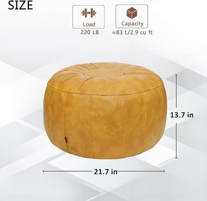 Thgonwid Unstuffed Moroccan Storage Pouf Foot Stool Ottoman Seat Handmade Faux - Image 3