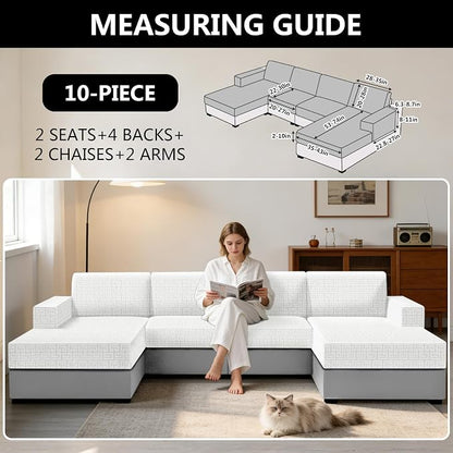 UNBBRRL 10 Pieces Stretch Sofa Cushion Covers - Image 2