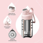 IDEUS Insulated Water Bottle 12oz, Stainless Steel Insulated Water Bottle For School, Insulated Bottles With Straws Leakproof, Vacuum Double Wall Water Bottles For Boys And Girls With 2 Lids, BPA Free