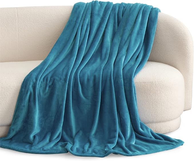 Bedsure GentleSoft Fleece Blankets King Size Teal - Image 2