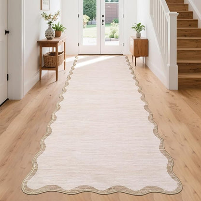 GarveeHome Scalloped Washable Runner Rug 2'6'' x 10' Non Slip Kitchen Rugs | - Image 2