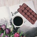 2PCS Rose Flower Chocolate Molds 15 Cavity Silicone Candy Molds Non-Stick Sweet Valentines Day Molds Gummy Ice Jelly Molds for Wax Melt Resin Casting Candles Soap