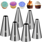 Suuker Round Hole Piping Tips Set, 6 Pieces Stainless Steel Small Piping Tips, Pastry Icing Dispensers Supplies, Cupcake Tips for Frosting, Baking, Cake Writing Icing