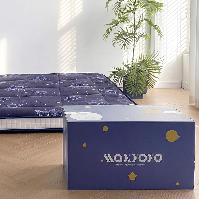 MAXYOYO Black Moon and Star Futon Mattress, Japanese Floor Mattress Quilted - Image 2